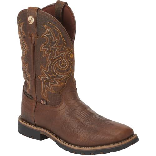 【並行輸入品】Justin Boots Mens Fireman Square Toe Casual Boots Mid Calf   Broの画像