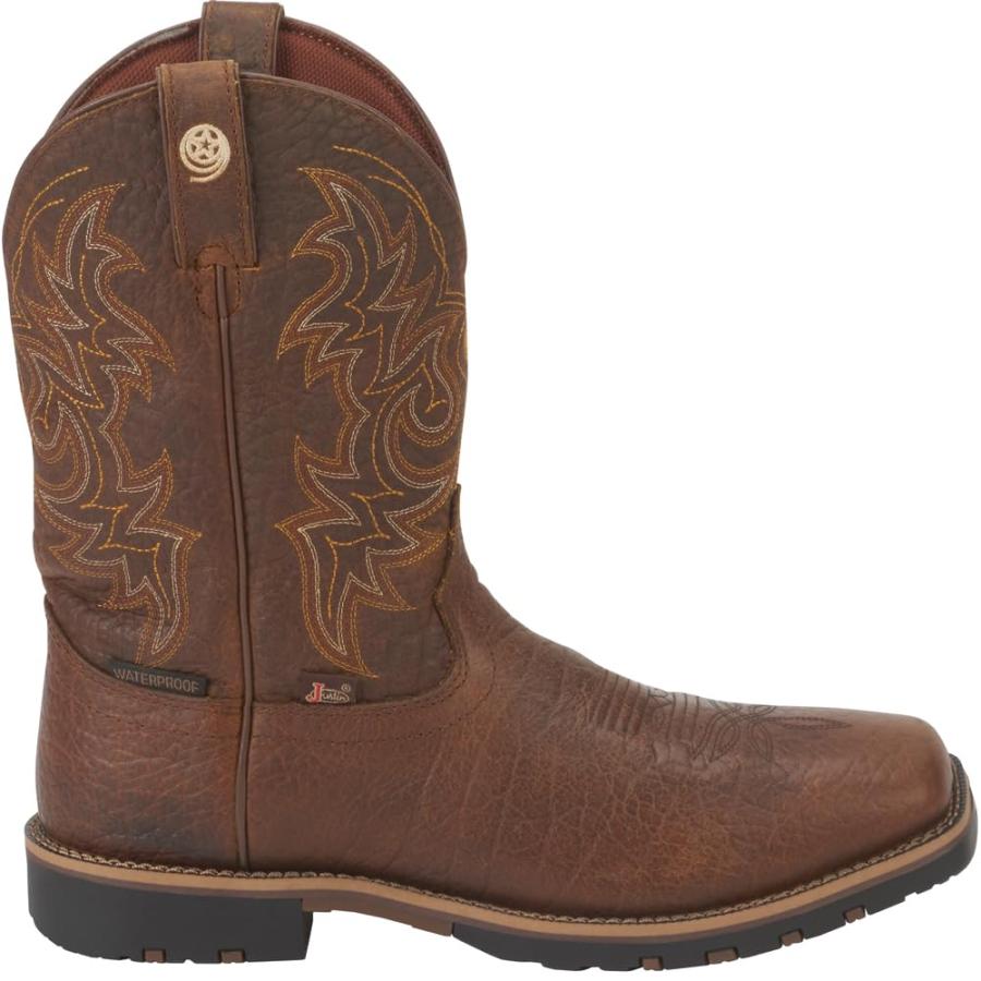 【並行輸入品】Justin Boots Mens Fireman Square Toe Casual Boots Mid Calf   Broの画像