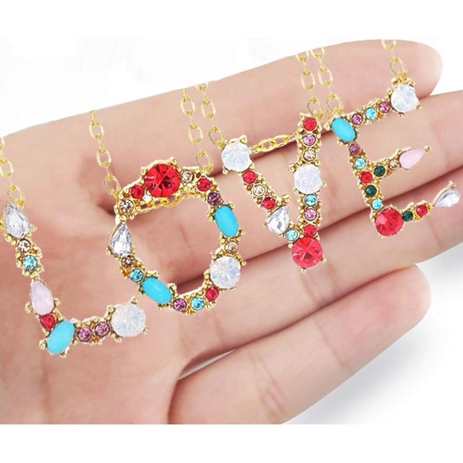 【並行輸入品】ink2055 A-Z 26 English Alphabet Letter Necklace Multicolor Rhineston_2
