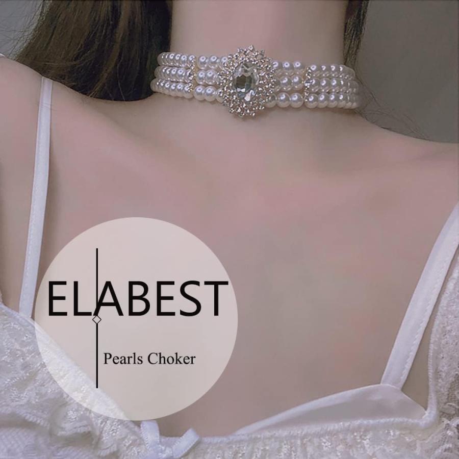 【並行輸入品】ELABEST パールマルチローネックレス キラキララインストーンチョーカー キラキラクリスタルレイヤードチェーン デート 誕生日 コス_6