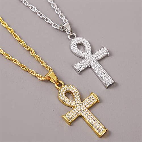 【並行輸入品】COLORFUL BLING アンクエジプト十字架ペンダントネックレス 14Kゴールドメッキ キュービックジルコニア アイスアウト クリ_2