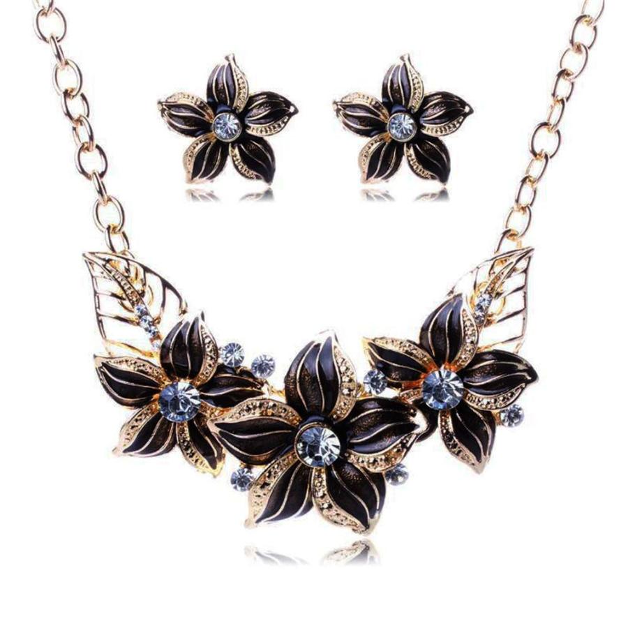 【並行輸入品】Ai.Moichien Necklace Earrings Sets Flower Rhinestone Bohemian Vi