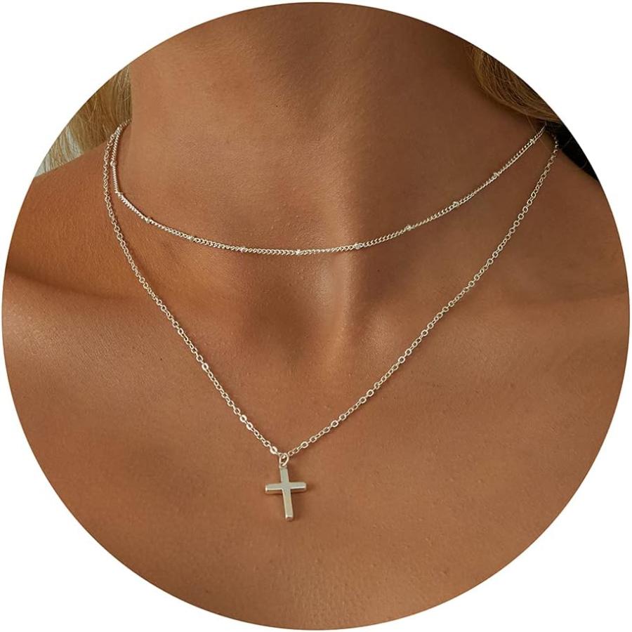 【並行輸入品】[Tewiky] 18K ゴールド/シルバーメッキ シンプル イービルアイ ターコイズ クロス ペンダント チョーカー ネックレス シン
