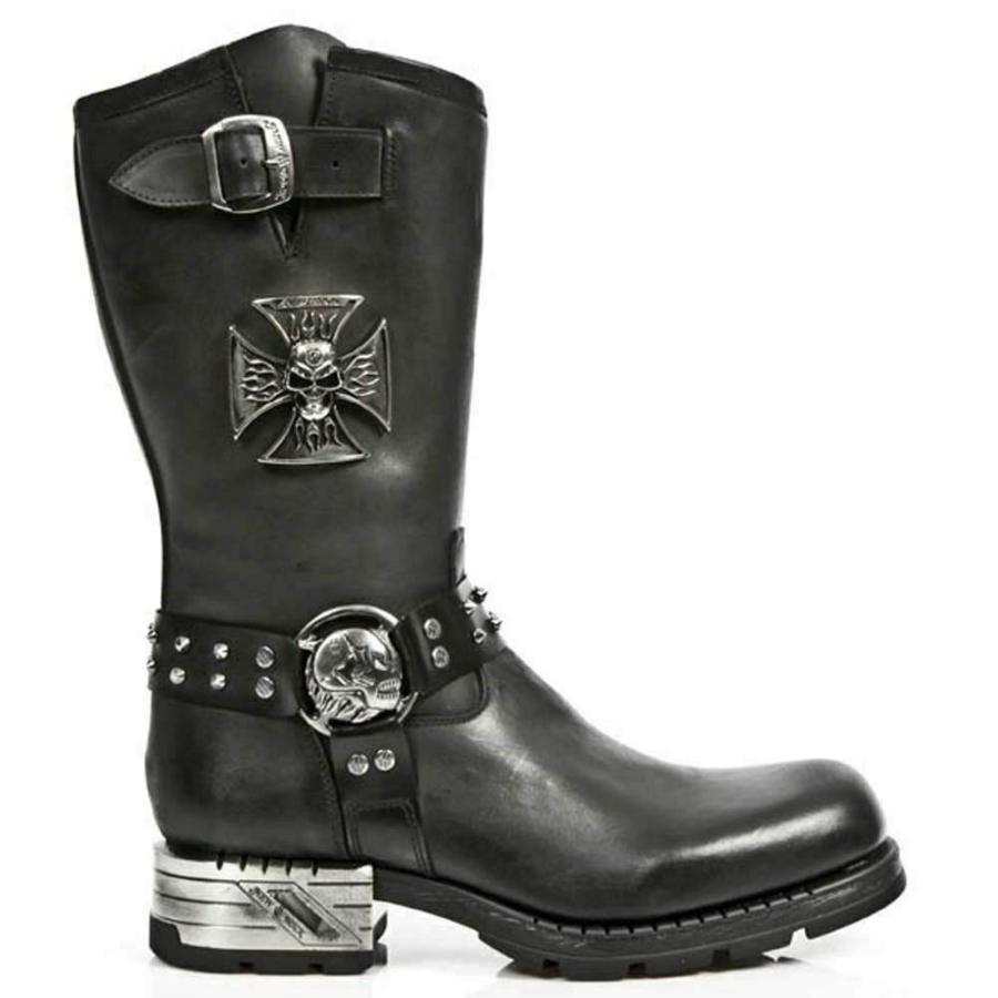 【並行輸入品】New Rock Mens Boots MR030 S1 Black Western 100% Leather Gothic Pの画像