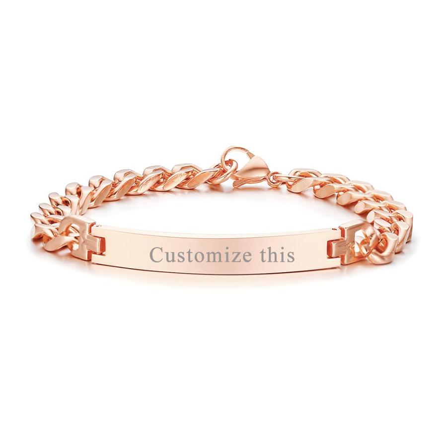 【並行輸入品】PJ Personalized Custom Engraving Plain Stainless Steel ID Bracel