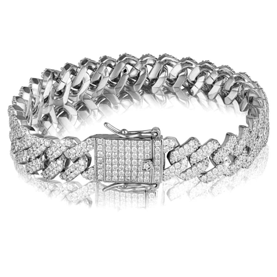 【並行輸入品】Huamingsh 20mm Hip Hop CZ Diamond Iced Out Miami Cuban Link Chai