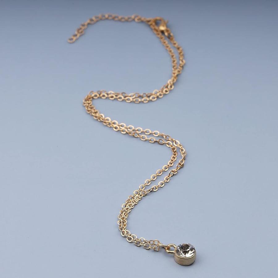 【並行輸入品】Yheakne シングルダイヤモンドペンダントネックレス ソリティアダイヤモンドネックレス ゴールドフローティングクリスタルネックレスチの画像