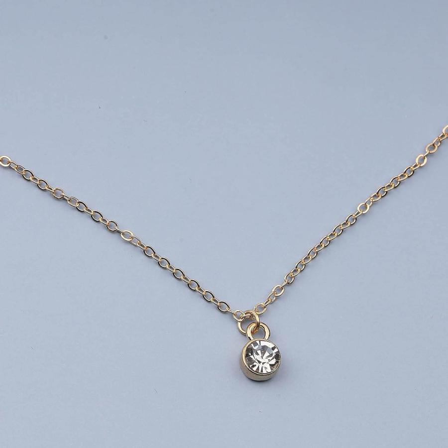 【並行輸入品】Yheakne シングルダイヤモンドペンダントネックレス ソリティアダイヤモンドネックレス ゴールドフローティングクリスタルネックレスチの画像