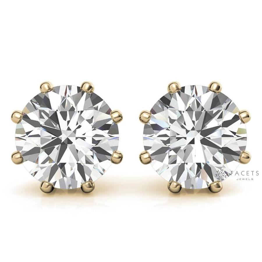 【並行輸入品】Facets Jewels Moissanite Stud Earings, 2ct DEF Color Brilliant Rの画像