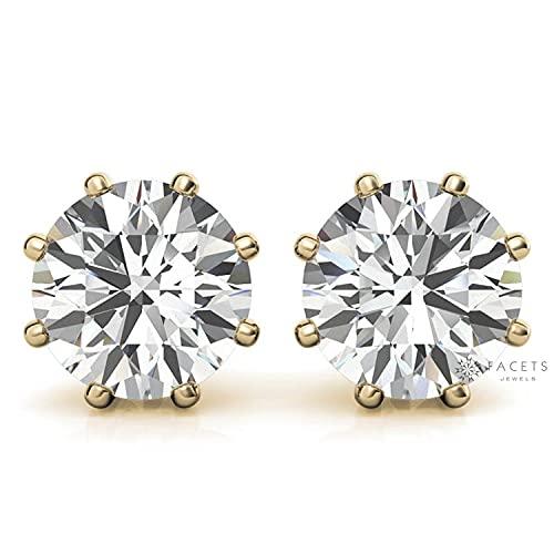 【並行輸入品】Facets Jewels Moissanite Stud Earings, 2ct DEF Color Brilliant Rの画像