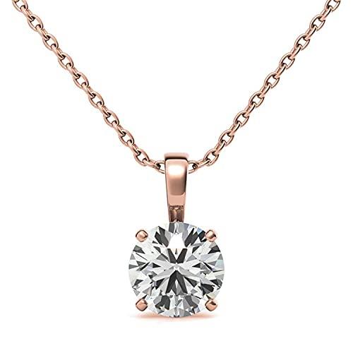 【並行輸入品】Facets Jewels 18K Rose Gold 2 carat 8 mm DEF Color Round Cut Moiの画像