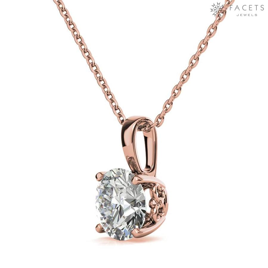 【並行輸入品】Facets Jewels 18K Rose Gold 2 carat 8 mm DEF Color Round Cut Moiの画像