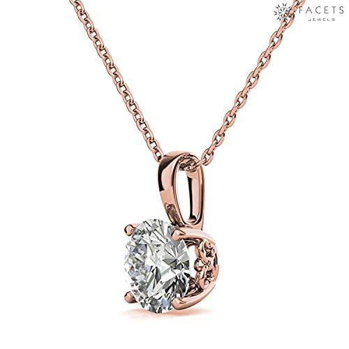【並行輸入品】Facets Jewels 18K Rose Gold 2 carat 8 mm DEF Color Round Cut Moiの画像
