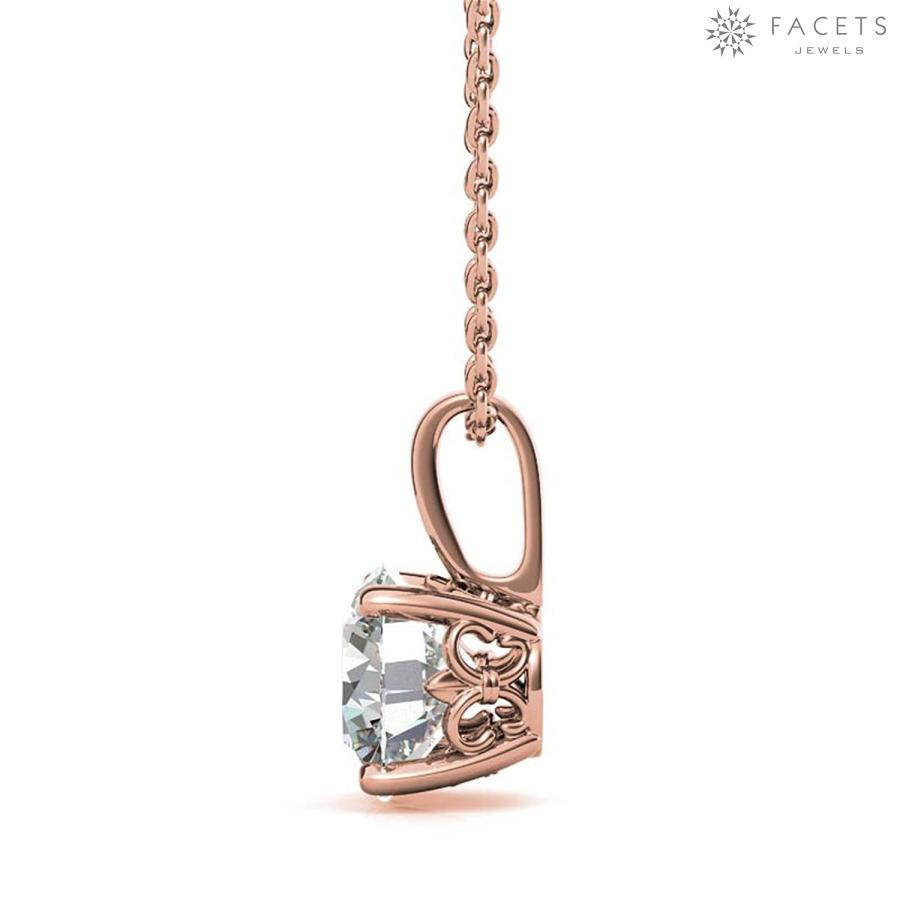 【並行輸入品】Facets Jewels 18K Rose Gold 2 carat 8 mm DEF Color Round Cut Moiの画像