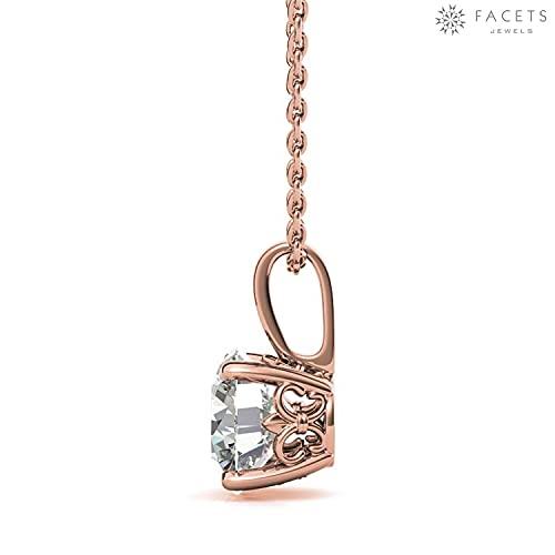 【並行輸入品】Facets Jewels 18K Rose Gold 2 carat 8 mm DEF Color Round Cut Moiの画像