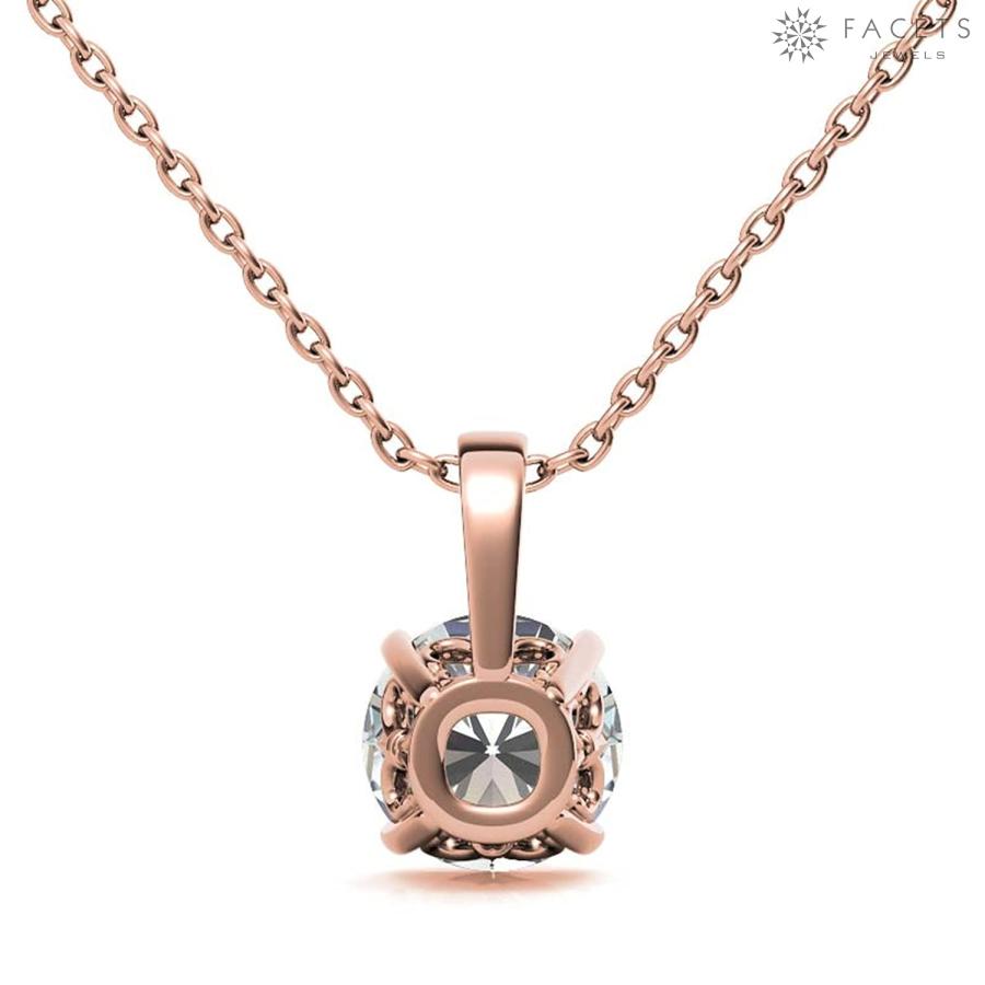【並行輸入品】Facets Jewels 18K Rose Gold 2 carat 8 mm DEF Color Round Cut Moiの画像