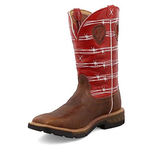 【並行輸入品】Twisted X メンズ 12インチ ウェスタンワークブーツ スチールトゥ, アンティーク調サドル&ルビー。, 7 Men'sの画像