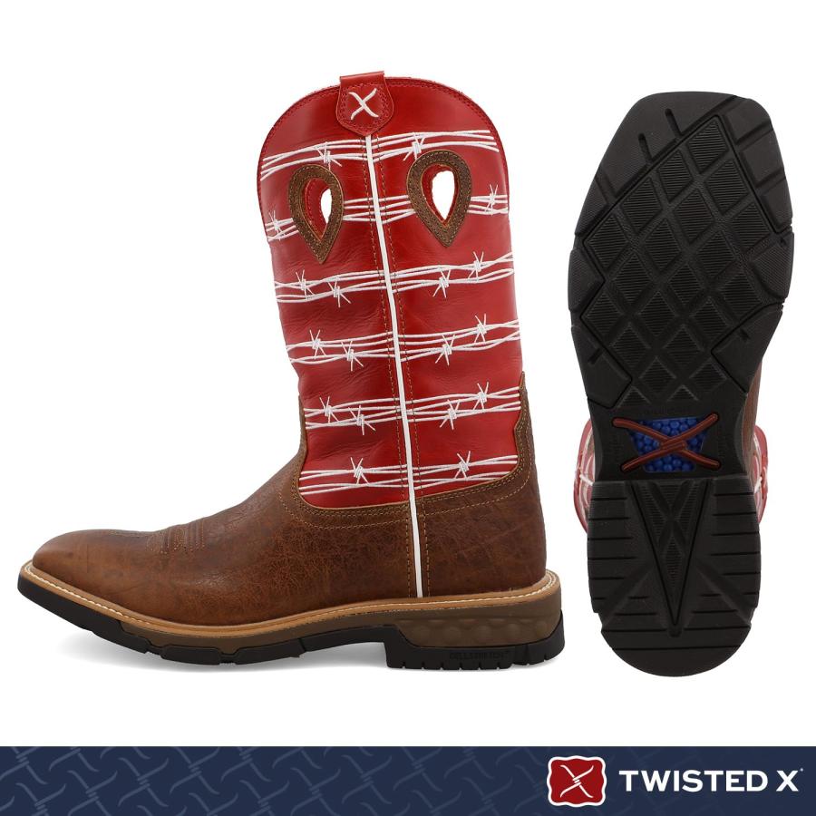【並行輸入品】Twisted X メンズ 12インチ ウェスタンワークブーツ スチールトゥ, アンティーク調サドル&ルビー。, 7 Men'sの画像