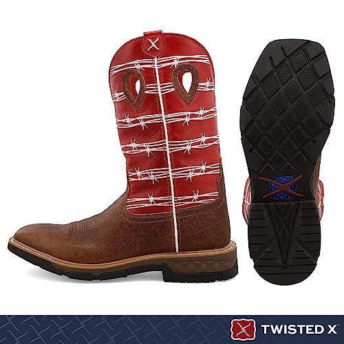 【並行輸入品】Twisted X メンズ 12インチ ウェスタンワークブーツ スチールトゥ, アンティーク調サドル&ルビー。, 7 Men'sの画像