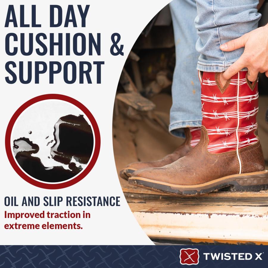 【並行輸入品】Twisted X メンズ 12インチ ウェスタンワークブーツ スチールトゥ, アンティーク調サドル&ルビー。, 7 Men'sの画像