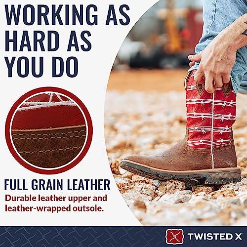【並行輸入品】Twisted X メンズ 12インチ ウェスタンワークブーツ スチールトゥ, アンティーク調サドル&ルビー。, 9 Men'sの画像