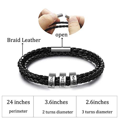 全商品格安セール Personalized Mens Leather Bracelet with 1 8 Custom Beads， Custom 並行輸入品