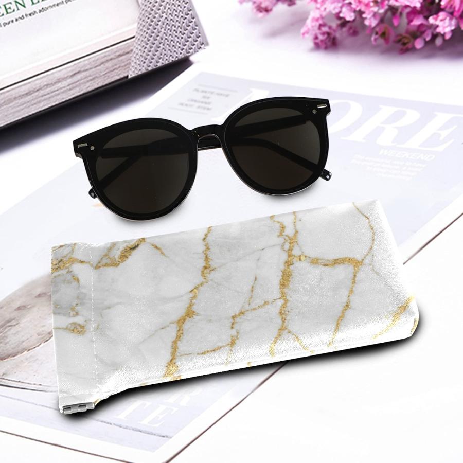 【並行輸入品】susiyo White Gold Marble Texture Sunglasses Pouch Squeeze Top Poの画像