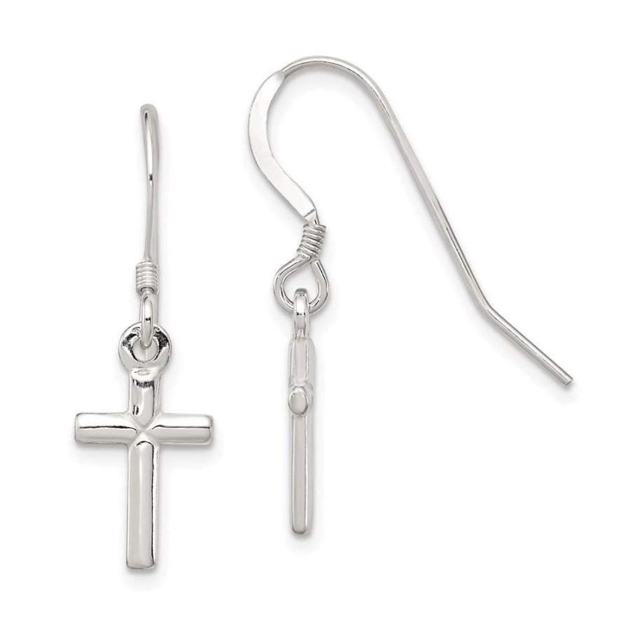 【並行輸入品】Sterling Silver Cross Dangle Earrings 30mm 8mm style QE6914