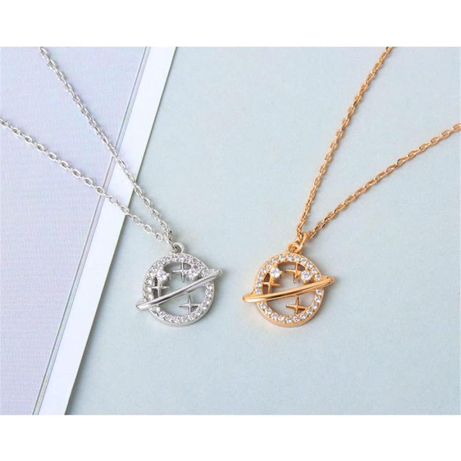 【並行輸入品】Hifunny Saturnネックレス スパークリングスタープラネットネックレスペンダント レディース メンズ 調節可能なクリスタルスタ_4
