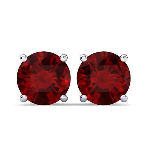 【並行輸入品】SLV 9mm Round Cut Red Ruby Diamond Solitaire Stud Earrings In So_1