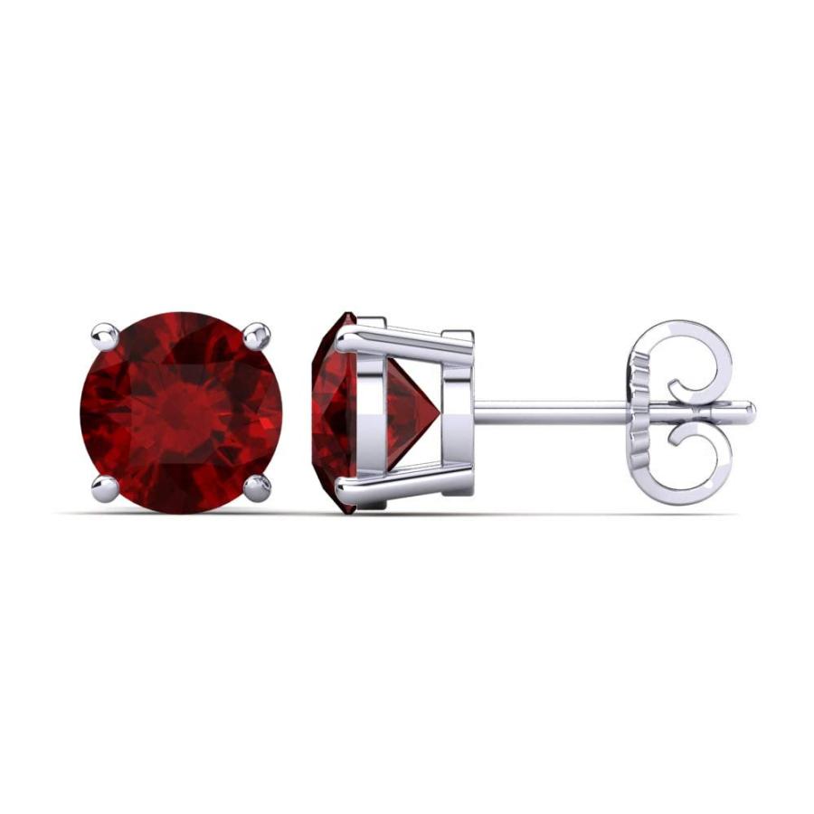 【並行輸入品】SLV 9mm Round Cut Red Ruby Diamond Solitaire Stud Earrings In So_3