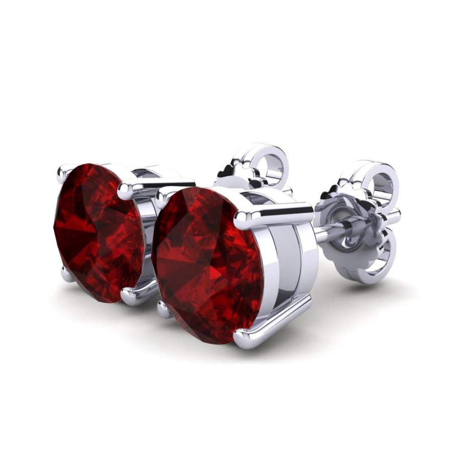 【並行輸入品】SLV 9mm Round Cut Red Ruby Diamond Solitaire Stud Earrings In So_6