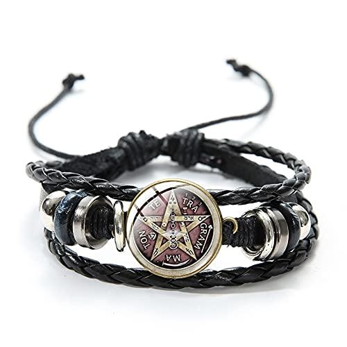 【並行輸入品】DTTVY Witchcraft Pentagram Pattern Glass Cabochon Bracelet Tetra