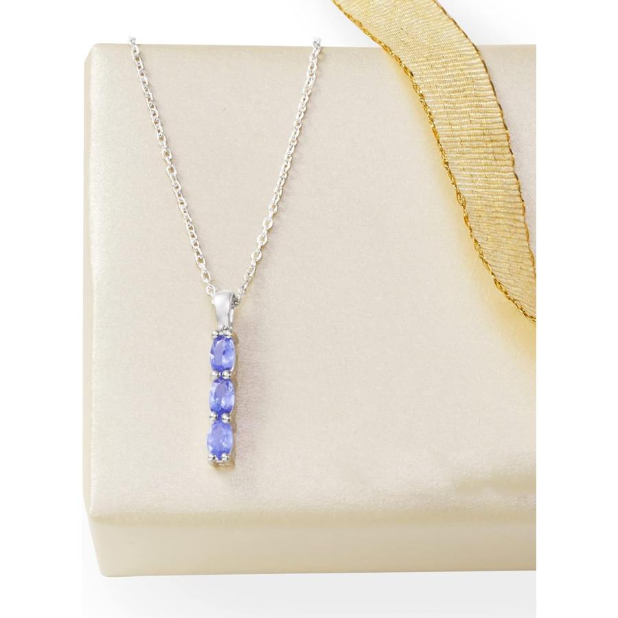 【並行輸入品】[Ross-Simons] レデイーズ 0.70 ct。 T.W.スターリングのタンザナイト線形ペンダントネックレス。 18インチ 銀の画像