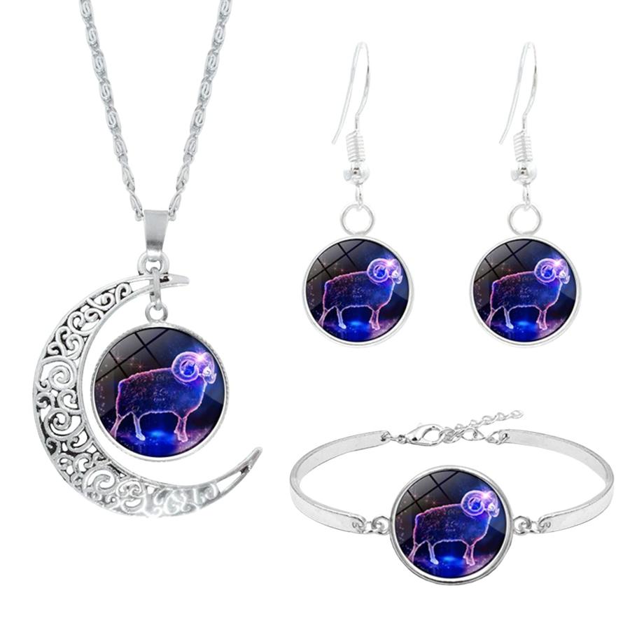 【並行輸入品】12 Constellation Moon Necklace Earring Bracele Jewelry Set Astro