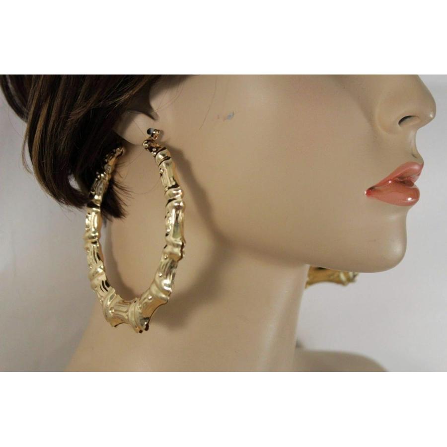【並行輸入品】Hot Women Bamboo Earrings Gold Metal Hook Huge Hoop Hood Jewelry Sta_2