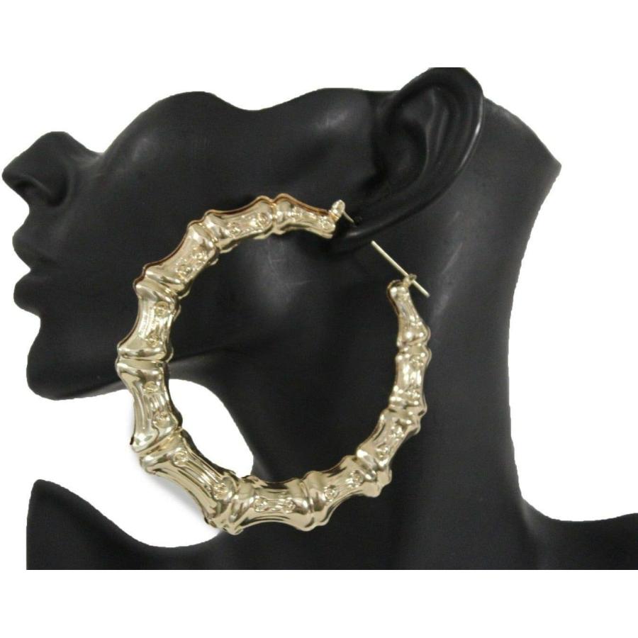 【並行輸入品】Hot Women Bamboo Earrings Gold Metal Hook Huge Hoop Hood Jewelry Sta_3