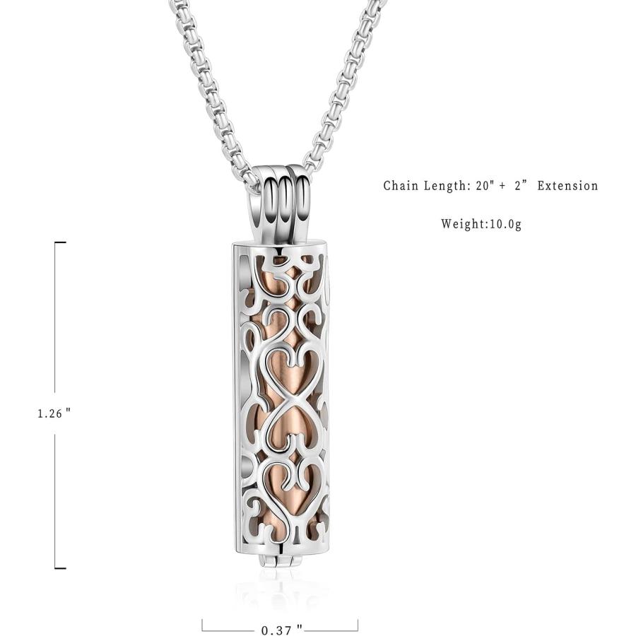 【並行輸入品】Oinsi Cremation Necklace for Ashes - Stainless Steel Cylinder Heart_1