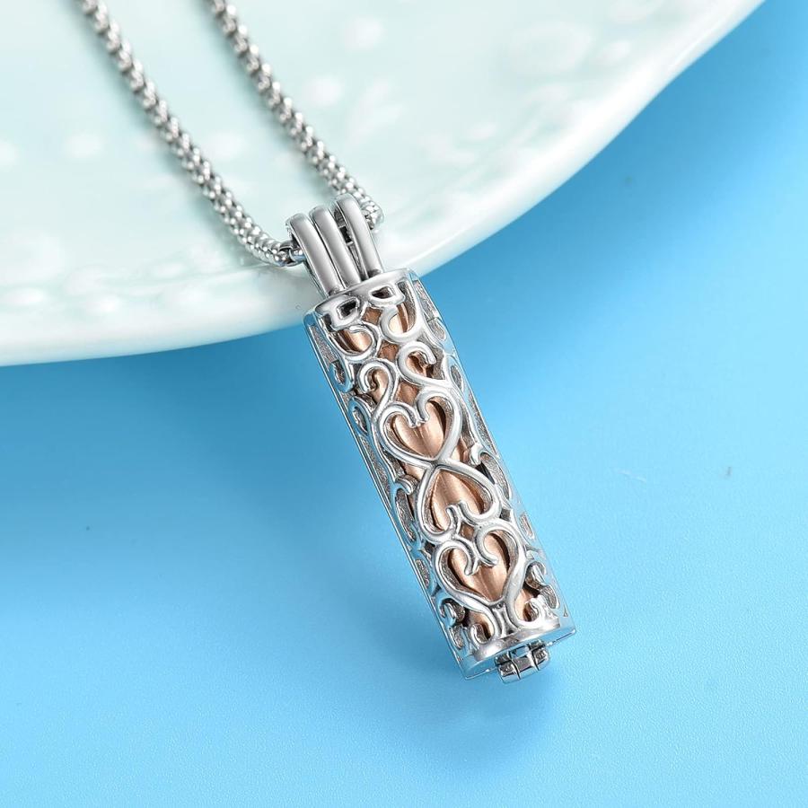 【並行輸入品】Oinsi Cremation Necklace for Ashes - Stainless Steel Cylinder Heart_3