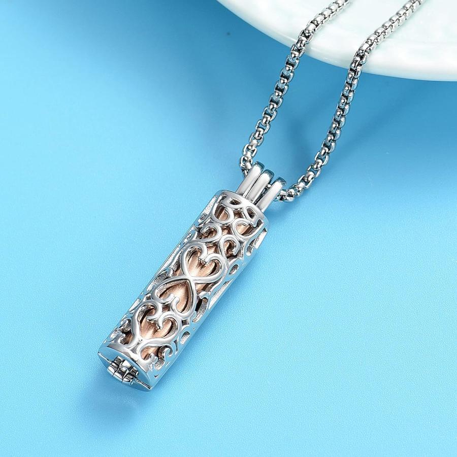 【並行輸入品】Oinsi Cremation Necklace for Ashes - Stainless Steel Cylinder Heart_4