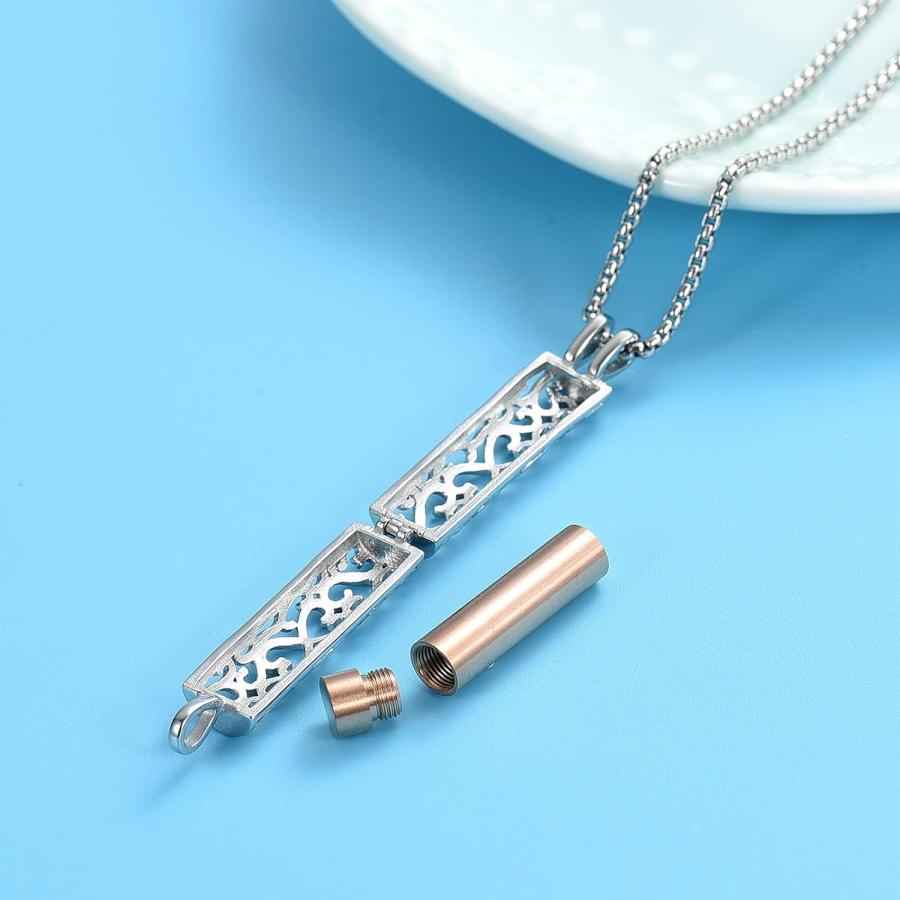 【並行輸入品】Oinsi Cremation Necklace for Ashes - Stainless Steel Cylinder Heart_5