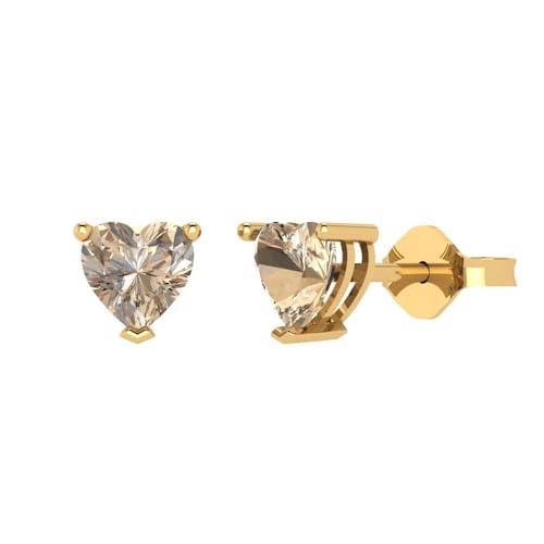 【並行輸入品】1.50 ct Heart Cut Solitaire Genuine Yellow Moissanite Pair of De_1