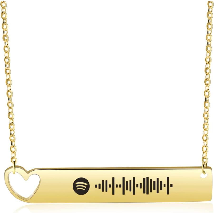 【並行輸入品】パーソナライズされたSpotify コードネックレス ハート型ペンダントネックレス カスタム彫刻 スキャン可能 お気に入りの音楽 ソング