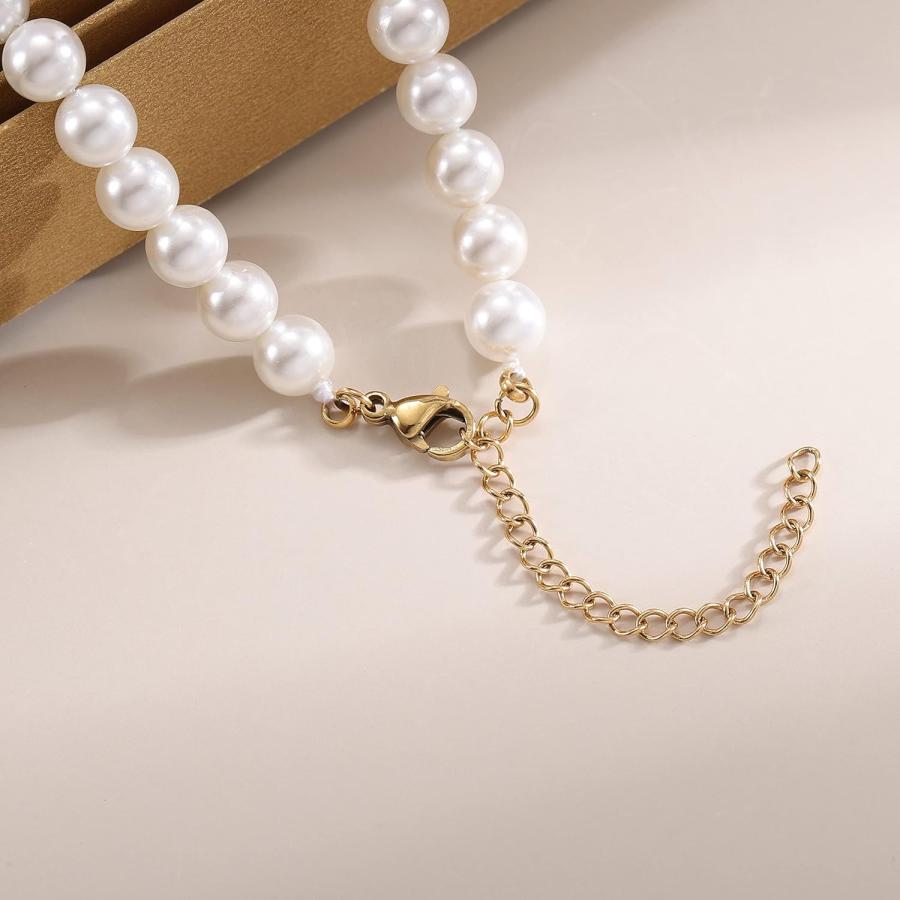 【並行輸入品】Dreamdecor Pearl Name Necklace for Women Custom Nameplate Choker Ne_3