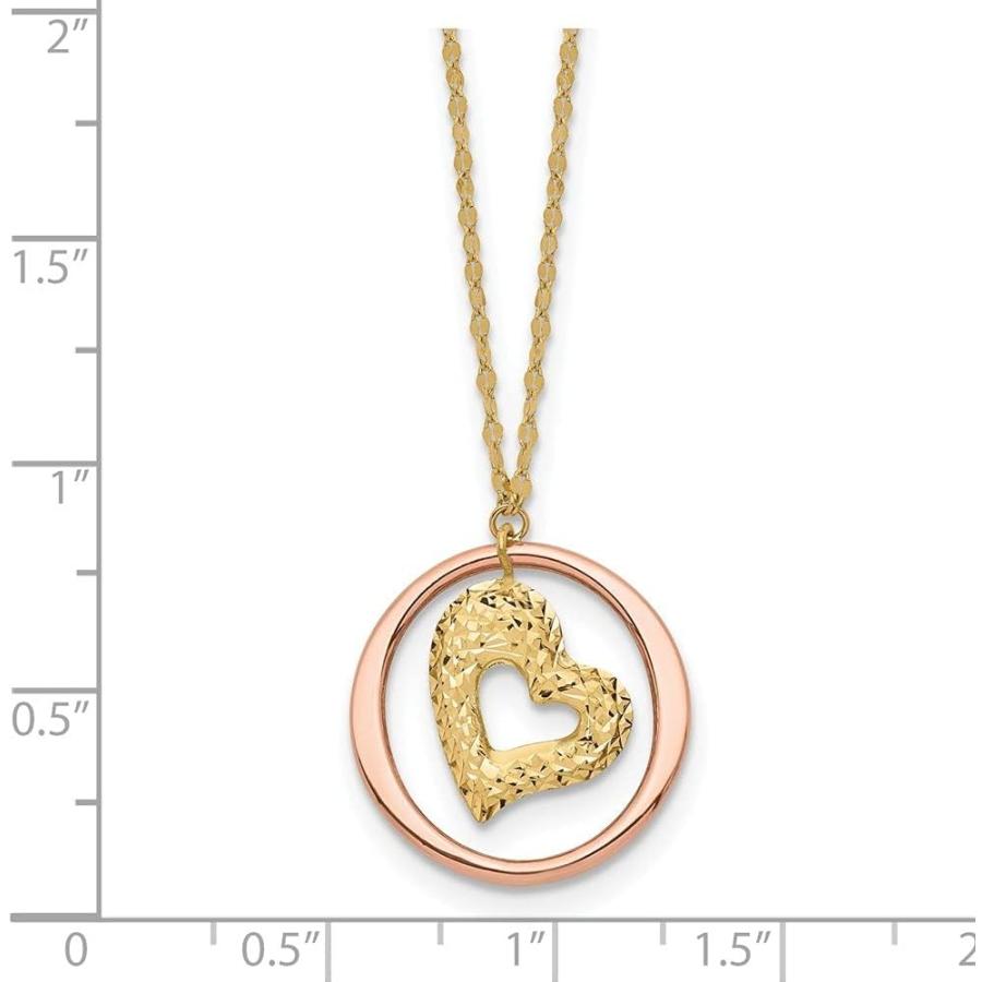【並行輸入品】Diamond2Deal 14K ツートーン ファンシーリンク ダイヤモンドカット ハート オープンサークルネックレス ファインジュエリの画像