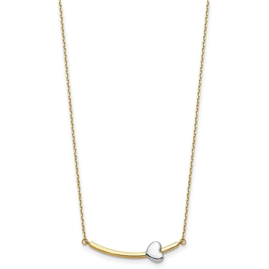 【並行輸入品】Diamond2Deal 14k Two-tone Gold Heart Bar 18 inch Necklace Fine Jewelの画像