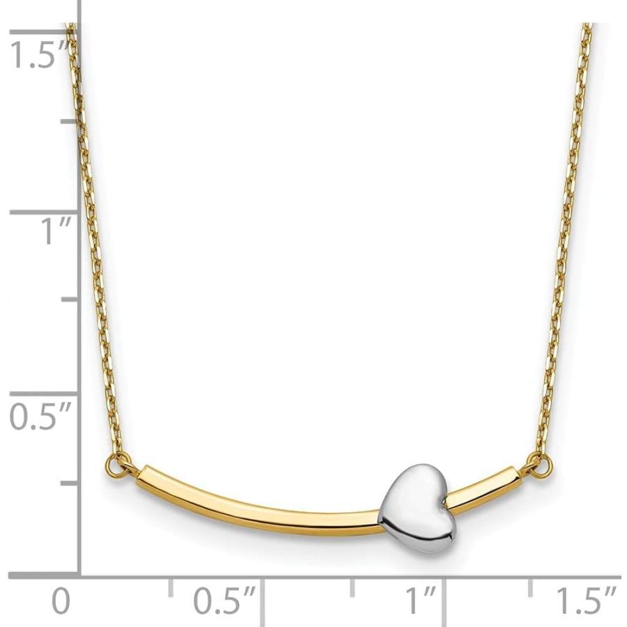 【並行輸入品】Diamond2Deal 14k Two-tone Gold Heart Bar 18 inch Necklace Fine Jewelの画像