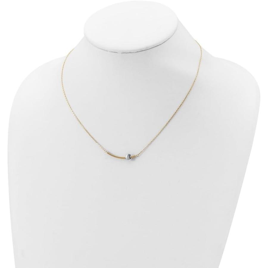 【並行輸入品】Diamond2Deal 14k Two-tone Gold Heart Bar 18 inch Necklace Fine Jewelの画像