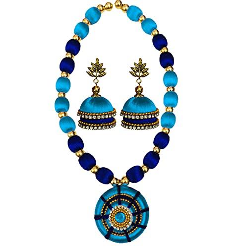 【並行輸入品】Ambal double colour Step Jhumki with antique sted silk thread ne_1