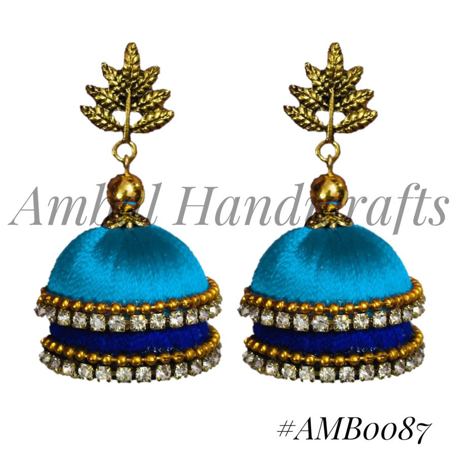 【並行輸入品】Ambal double colour Step Jhumki with antique sted silk thread ne_9
